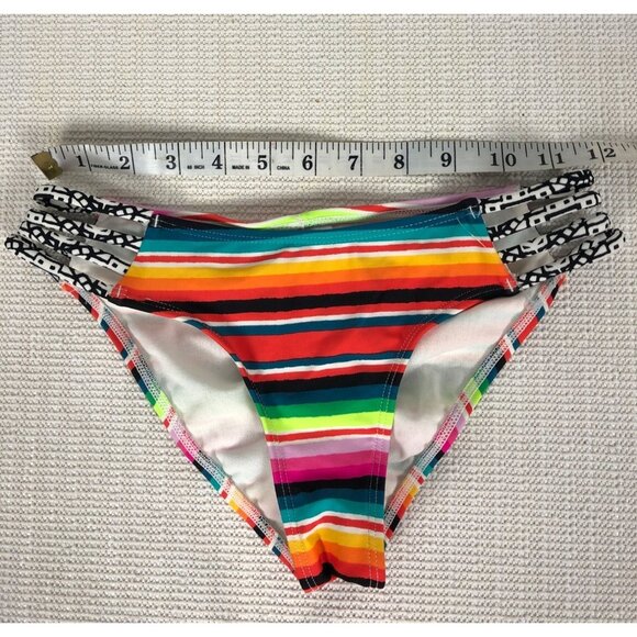 Xhilaration Womens Bikini Bottoms Size XS Multi Colored Striped Ruched Back - Picture 7 of 12